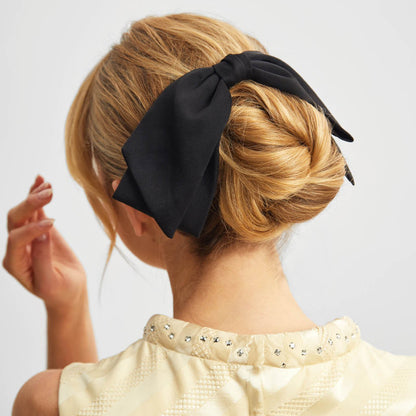 Recycled Fabric Bow Hair Clip – Black