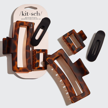 Recycled Plastic Claw Clip Set – Rectangle & Open Shapes, Set of 3