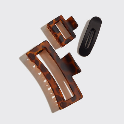 Recycled Plastic Claw Clip Set – Rectangle & Open Shapes, Set of 3