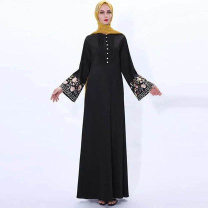 Retro slim Arab  women's Embroidered Abaya dress