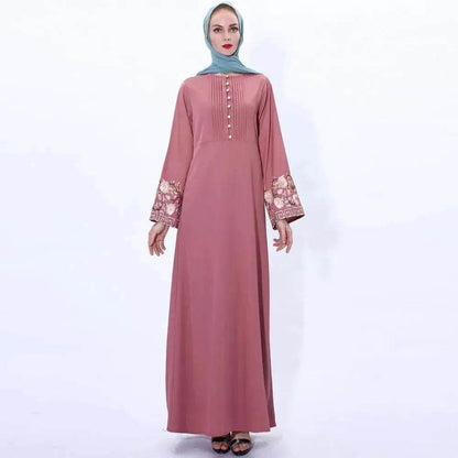 Retro slim Arab  women's Embroidered Abaya dress