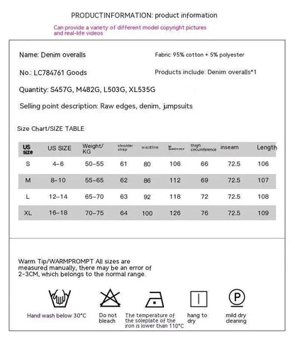 Retro Washed Raw Hem Wide Legs Jumpsuit For Women