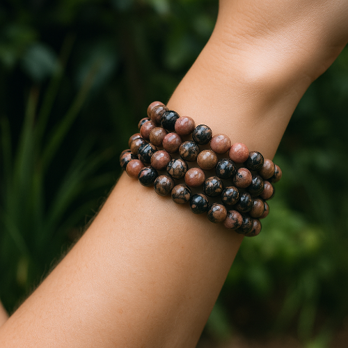 Rhodonite Gemstone Bead Bracelet | The Stone of Self Love
