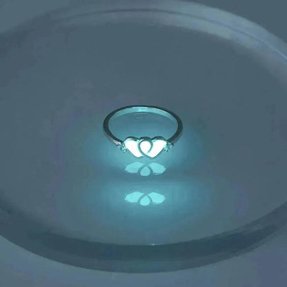 Ring Halloween Light Blue Double Heart-shaped Micro-inlaid Zircon Ring