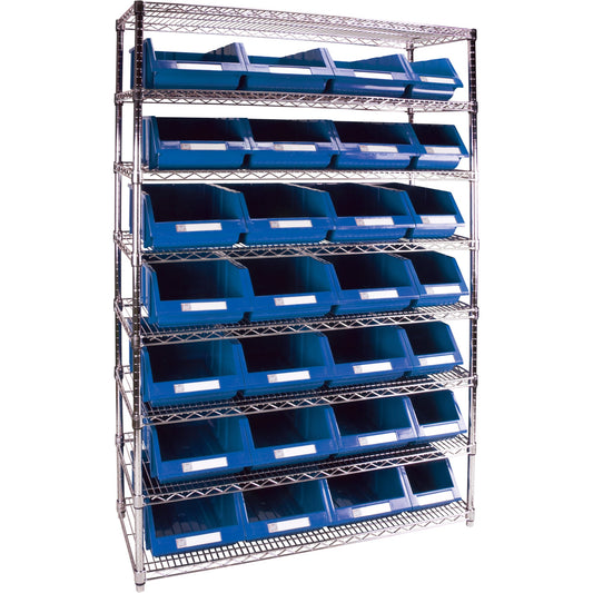 Étagère métallique robuste avec bacs de rangement, 8 niveaux, 122 cm L x 188 cm H x 46 cm P