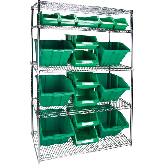 Étagère métallique robuste avec bacs de rangement, 5 niveaux, 122 cm L x 188 cm H x 61 cm P