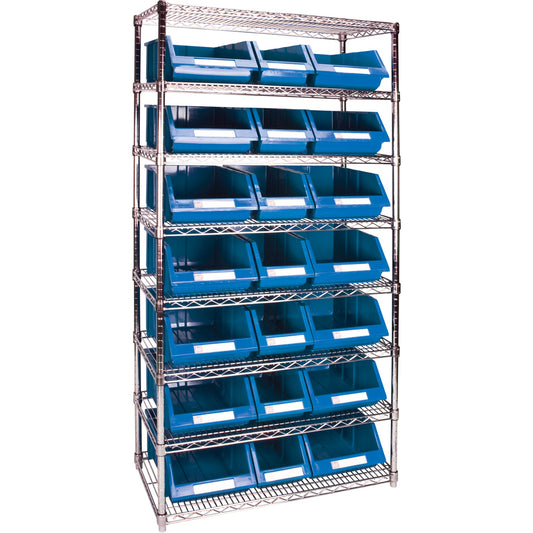 Étagère en fil métallique robuste avec bacs de rangement, 8 niveaux, 91,4 cm L x 188 cm H x 45,7 cm P