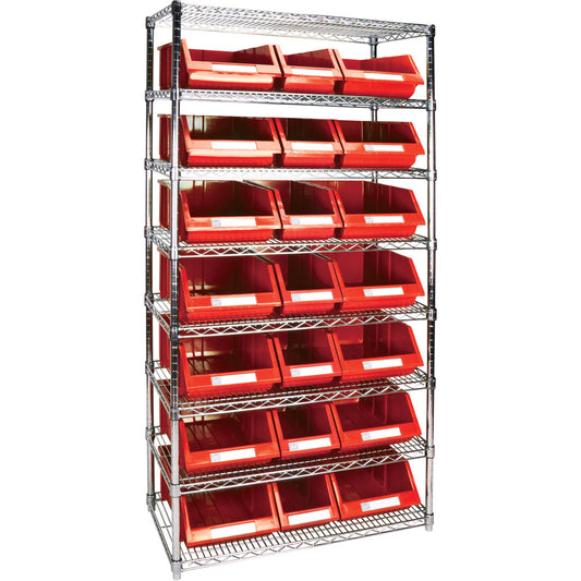 Étagère en fil métallique robuste avec bacs de rangement, 8 niveaux, 91,4 cm L x 188 cm H x 45,7 cm P