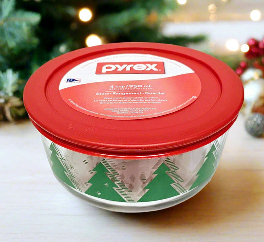 Plat de conservation Pyrex de 4 tasses - Sapins de Noël
