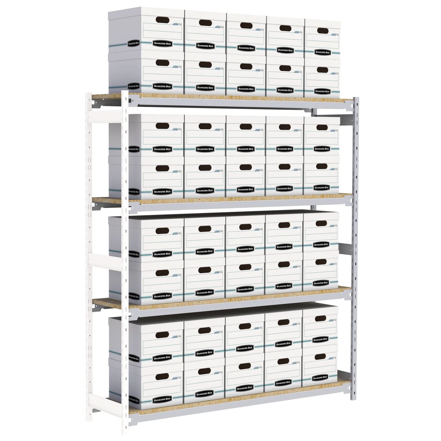 Wide Span Record Storage Shelving, Steel, 4 Shelves, 72" W x 18" D x 84" H, Add-On Kit
