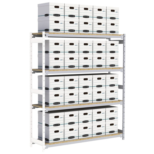 Wide Span Record Storage Shelving, Steel, 4 Shelves, 72" W x 18" D x 84" H, Add-On Kit
