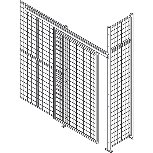 Heavy-Duty Wire Mesh Partition Sliding Door, 8' W x 8' H