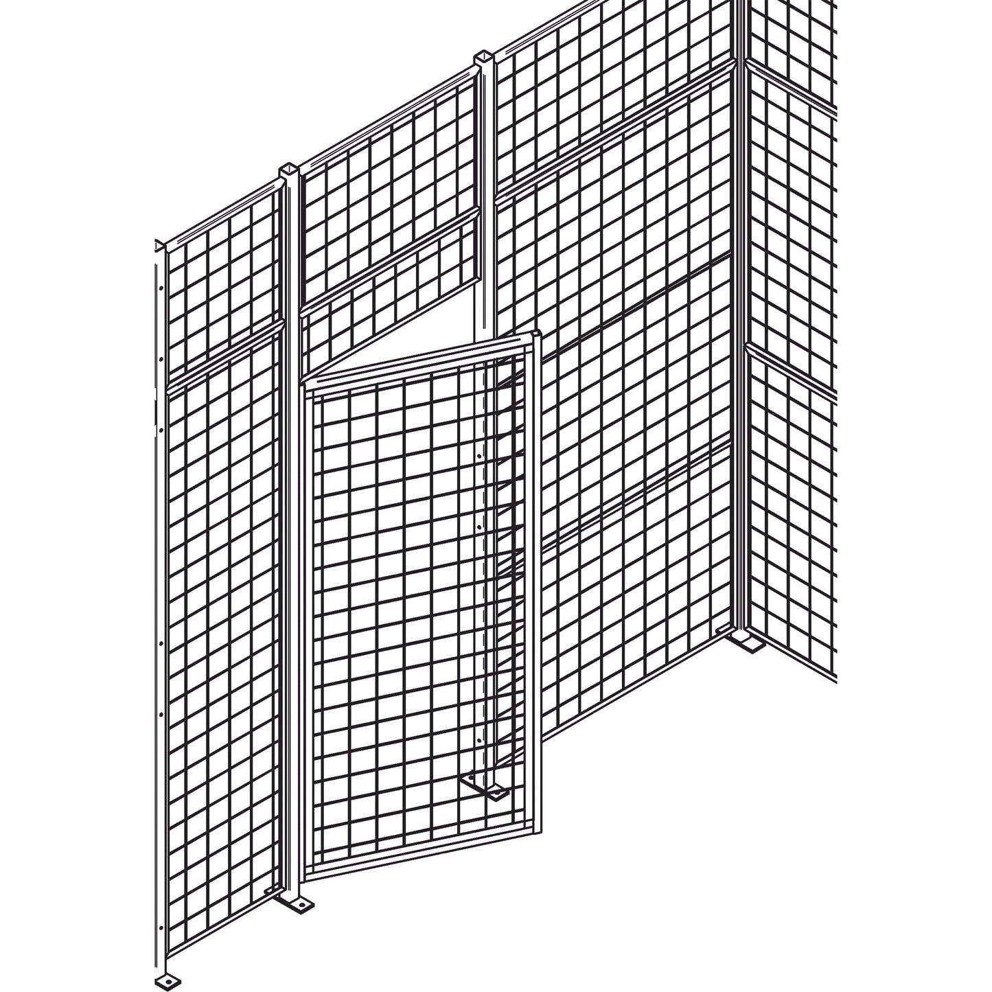 Heavy-Duty Wire Mesh Partition Swing Door, 4' W x 7' H