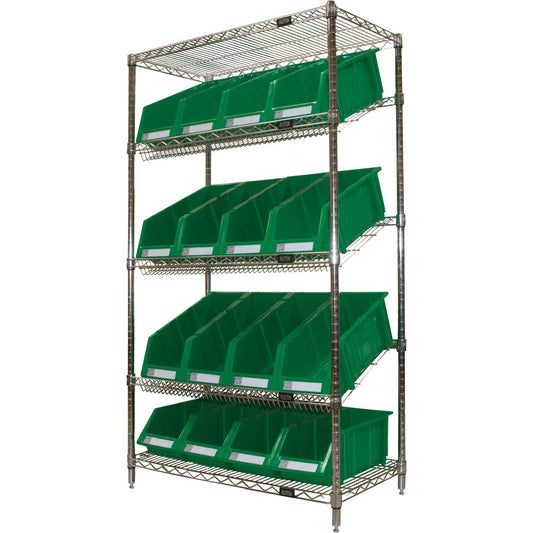 Slanted Wire Shelf with Bins