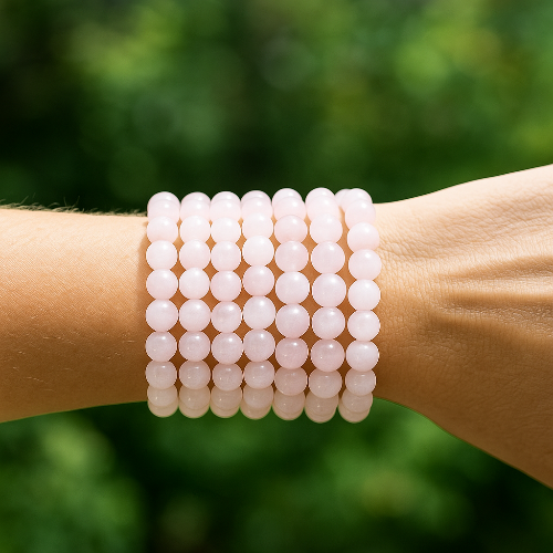 Rose Quartz Gemstone Bead Bracelet | The Stone of Love