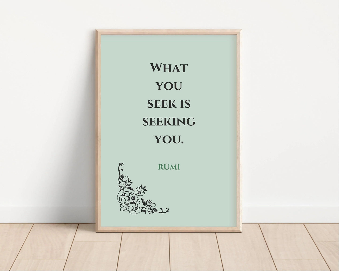Rumi Quote Print: Mint Green Inspirational Poetry, Giclee Art