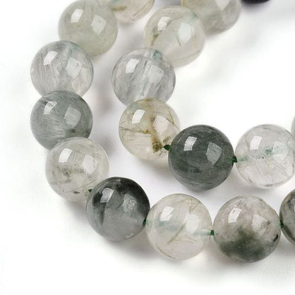 Green Rutilated Quartz Gemstone Bead