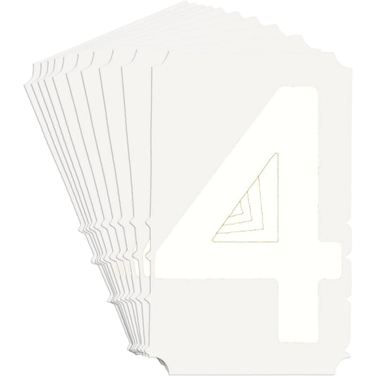 Étiquettes individuelles Quick-Align® à chiffres et lettres gothiques, 4, hauteur 4", blanches