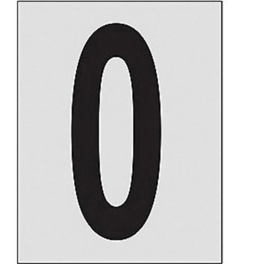 Reflective Individual Number and Letter Labels, 0, 1" H, Black on Silver