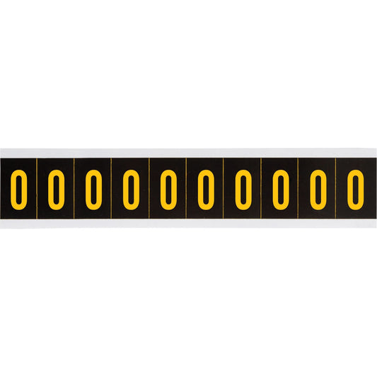 Individual Number and Letter Labels, 0, 2" H, Yellow on Black