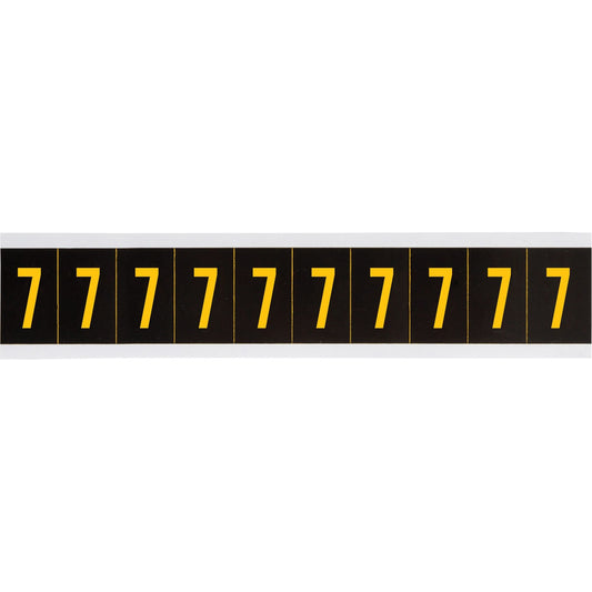 Reflective Individual Number and Letter Labels, 7, 2" H, Yellow on Black