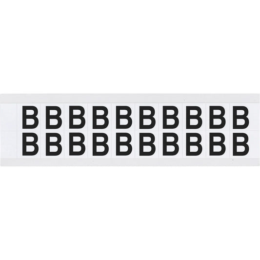 Individual Number and Letter Labels, B, 5/8" H, Black on White
