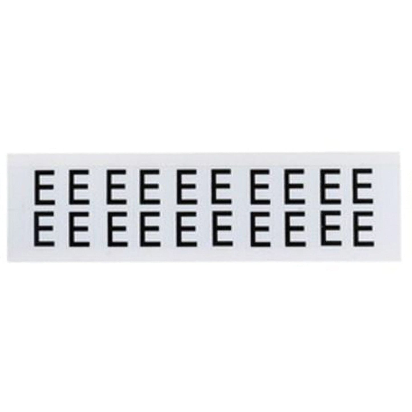 Individual Number and Letter Labels, E, 5/8" H, Black on White