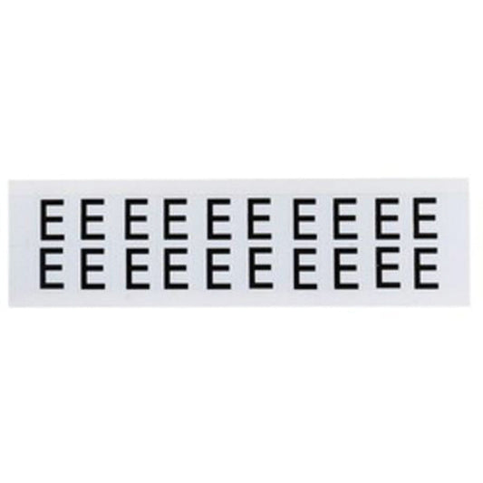 Étiquettes alphanumériques individuelles, E, 5/8" H, noir sur blanc
