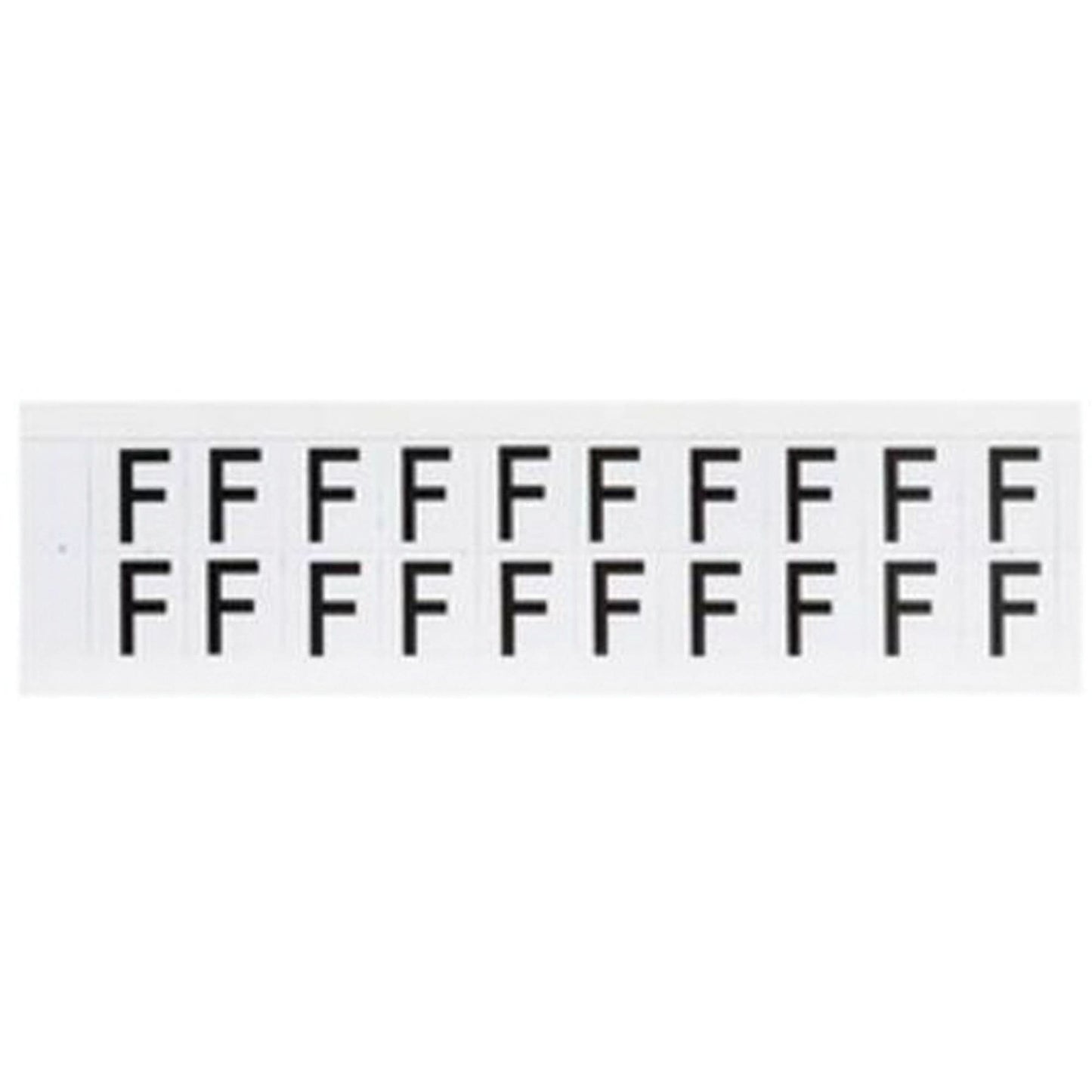 Individual Number and Letter Labels, F, 5/8" H, Black on White