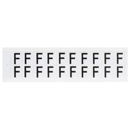 Individual Number and Letter Labels, F, 5/8" H, Black on White