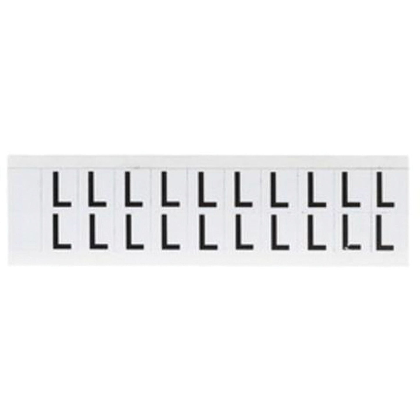 Individual Number and Letter Labels, L, 5/8" H, Black on White