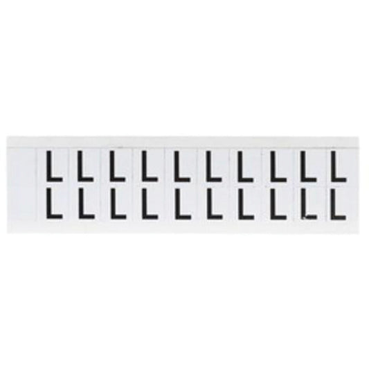 Individual Number and Letter Labels, L, 5/8" H, Black on White