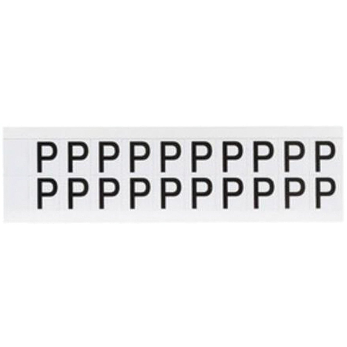 Individual Number & Letter Labels, P, 5/8" H, Black on White