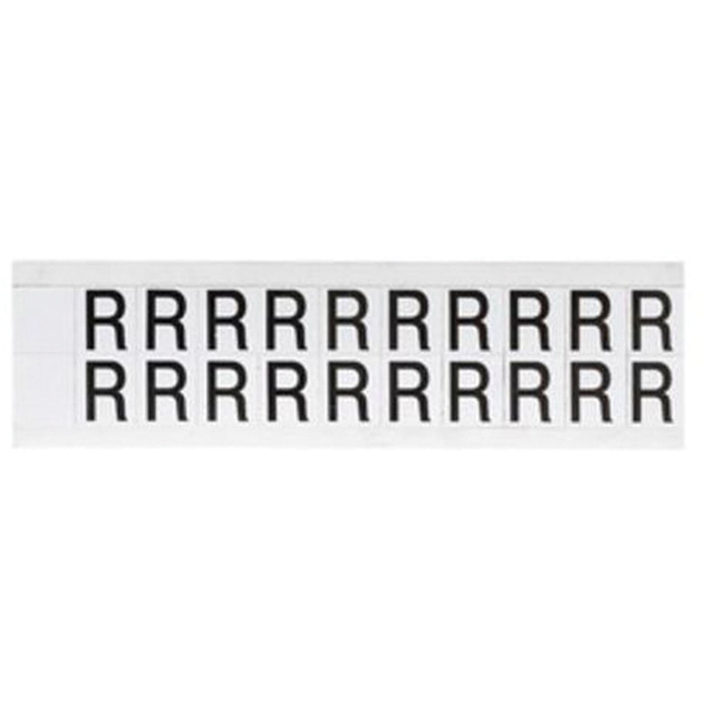 Individual Number & Letter Labels, R, 5/8" H, Black on White