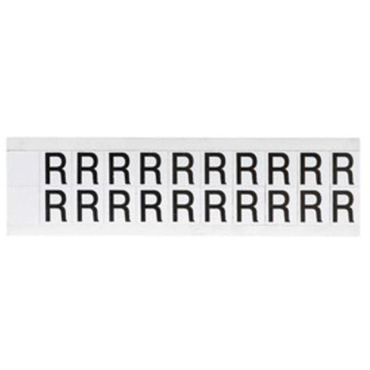 Individual Number & Letter Labels, R, 5/8" H, Black on White