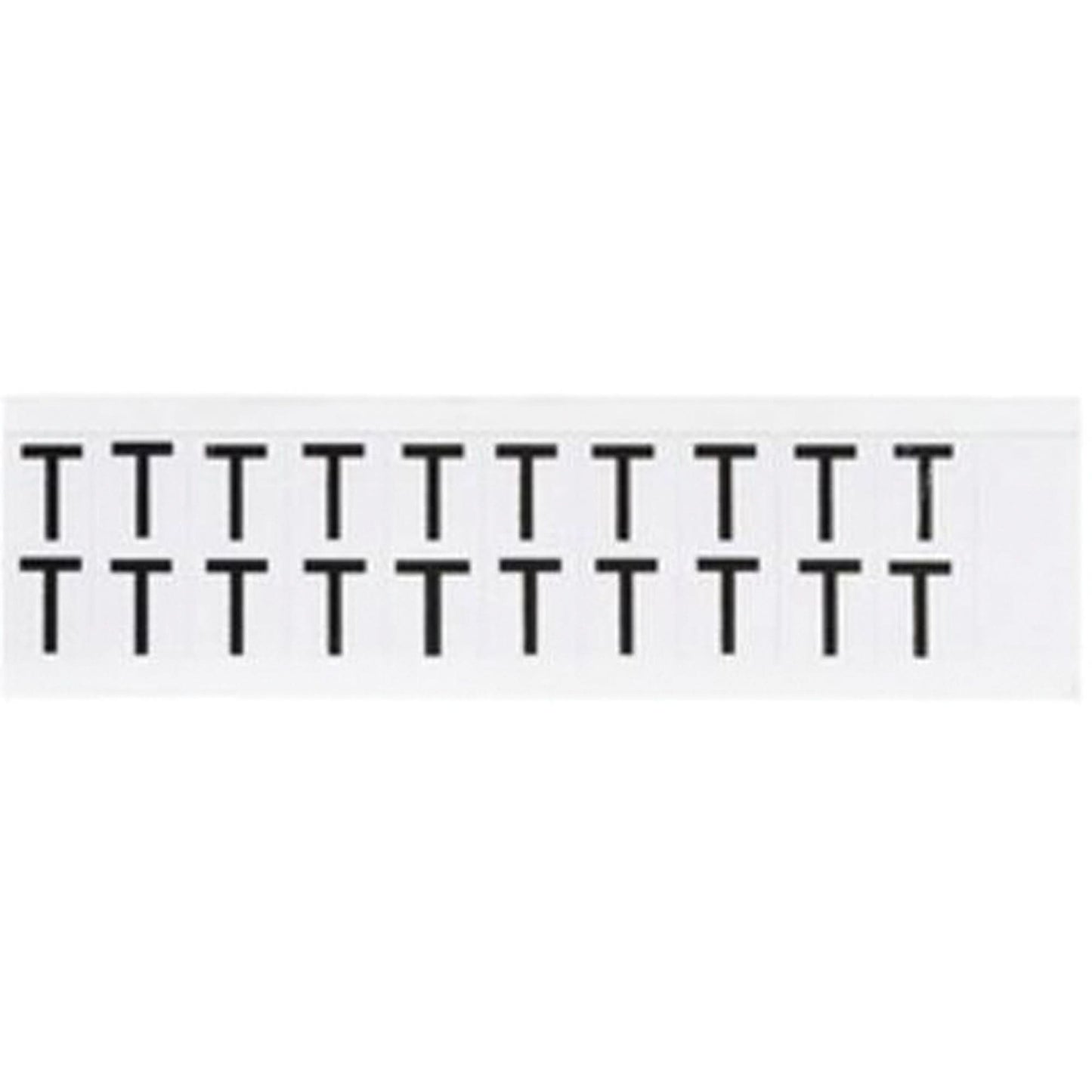Individual Number & Letter Labels, T, 5/8" H, Black on White