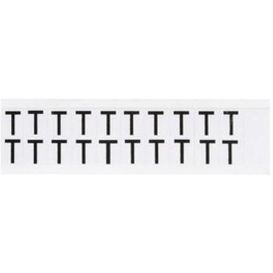 Individual Number & Letter Labels, T, 5/8" H, Black on White