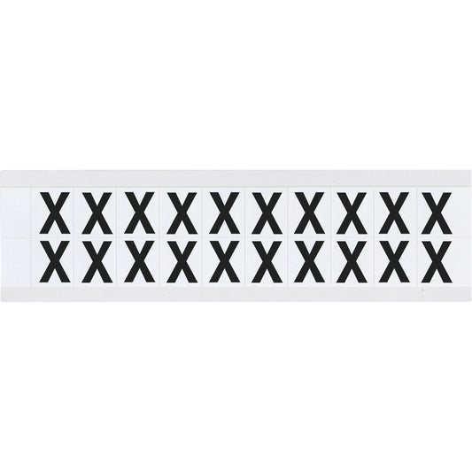 Individual Number & Letter Labels, X, 5/8" H, Black on White