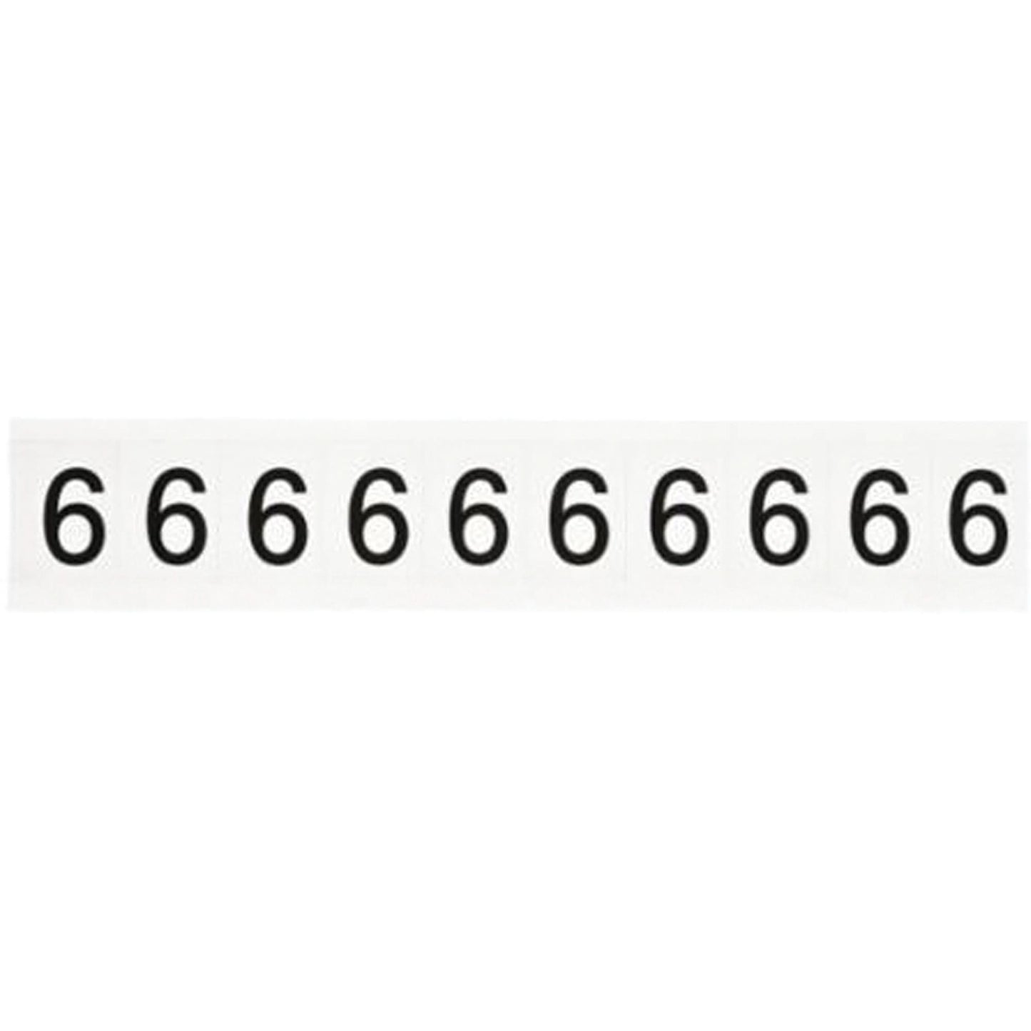 Individual Number and Letter Labels, 6, 1" H, Black on White