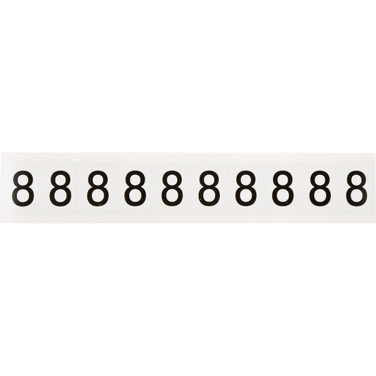 Individual Number and Letter Labels, 8, 1" H, Black on White