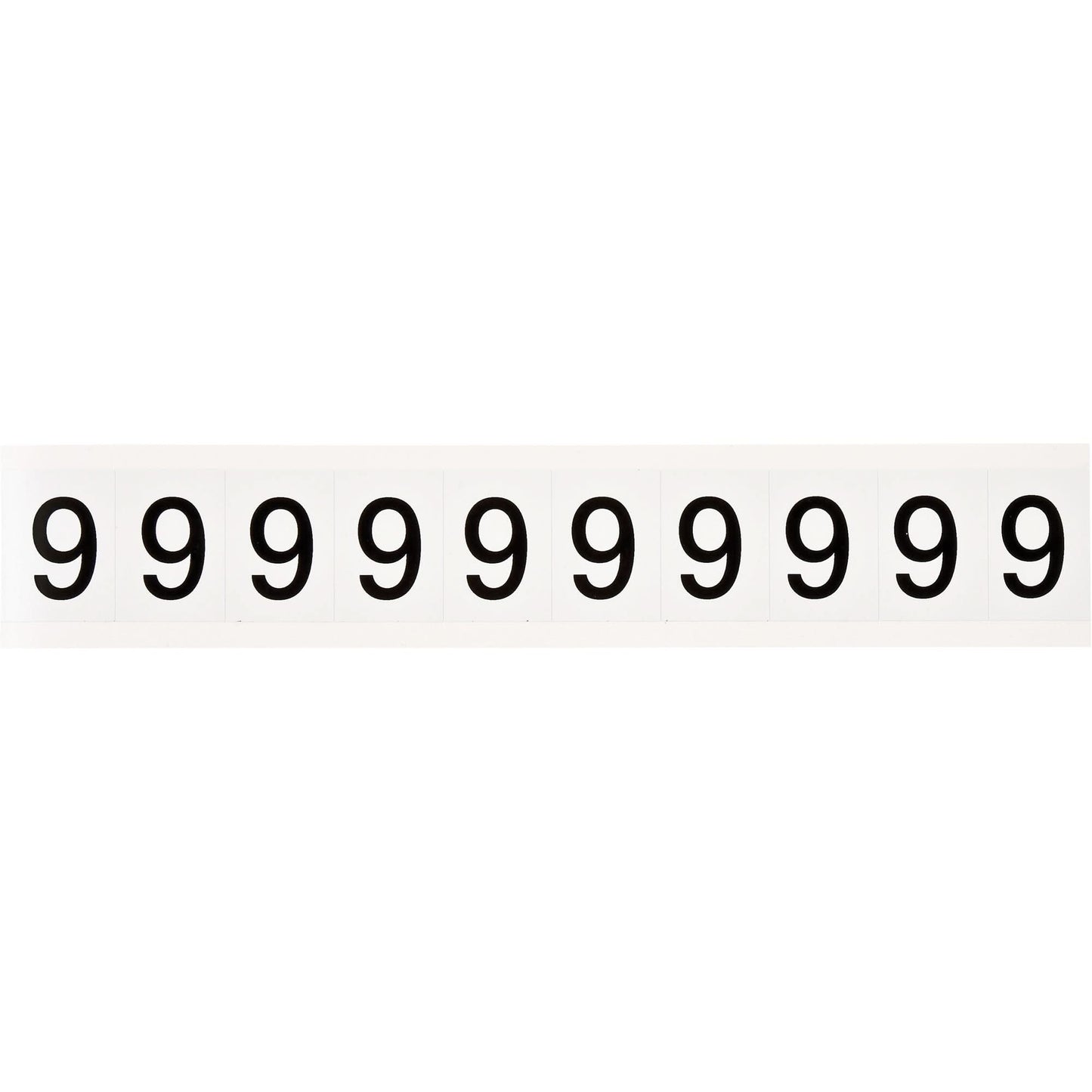 Individual Number and Letter Labels, 9, 1" H, Black on White