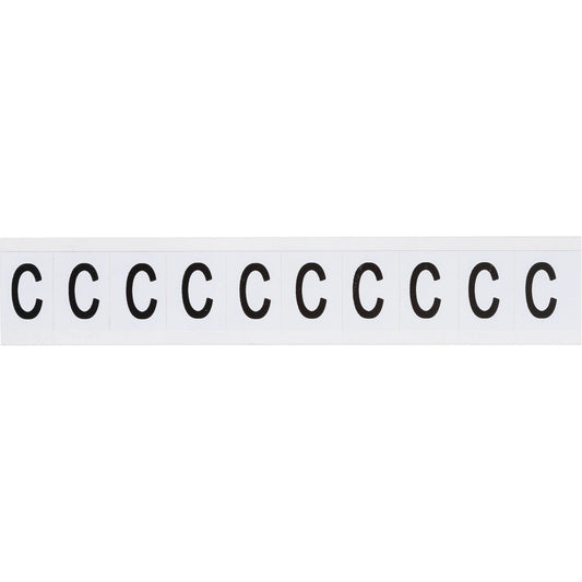 Individual Number and Letter Labels, C, 1" H, Black on White