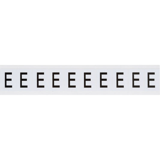 Individual Number and Letter Labels, E, 1" H, Black on White