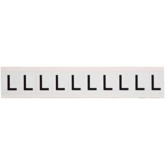 Individual Number and Letter Labels, L, 1" H, Black on White