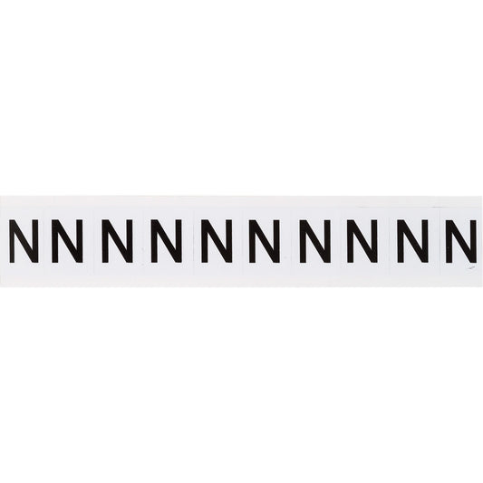 Individual Number & Letter Labels, N, 1" H, Black on White