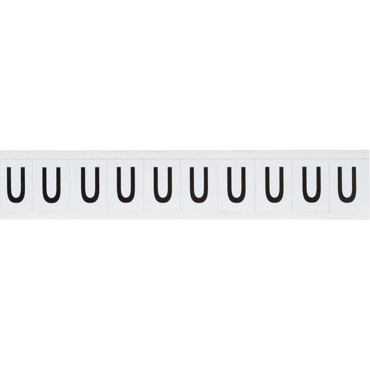 Individual Number & Letter Labels, U, 1" H, Black on White
