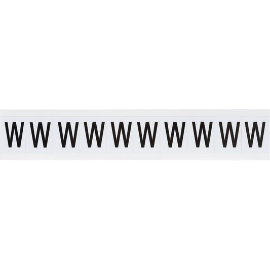Individual Number & Letter Labels, W, 1" H, Black on White