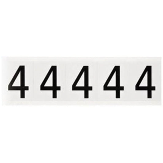 Individual Number and Letter Labels, 4, 2" H, Black on White