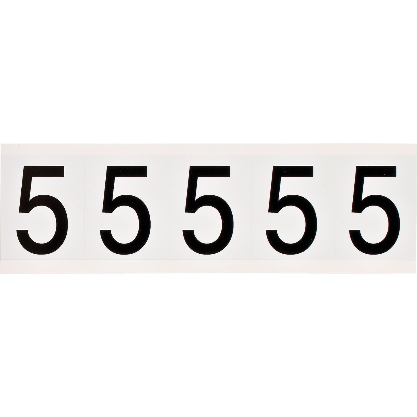 Individual Number and Letter Labels, 5, 2" H, Black on White
