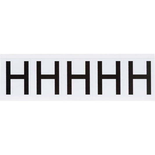Individual Number and Letter Labels, H, 2" H, Black on White